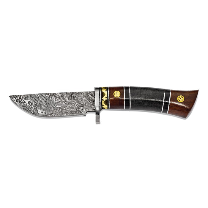 Damascus Steel 256 Layer Fixed Blade Tali Wood & Buffalo Horn Handle Knife