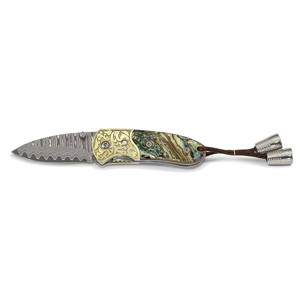 Damascus Steel 256 Layer Folding Blade Genuine Abalone Shell Hand Knife