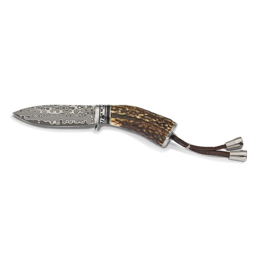 Damascus Steel 256 Layer Fixed Blade Staghorn Handle Hunting Knife