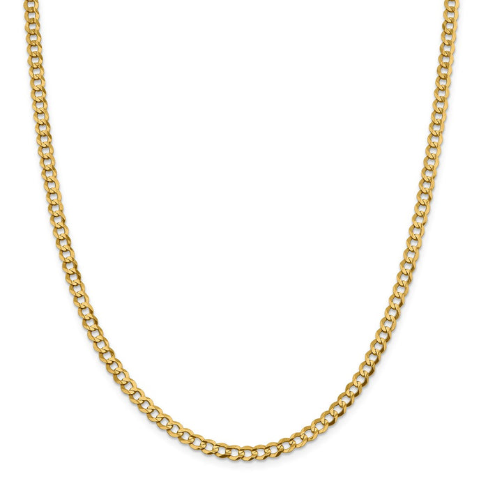 Million Charms 14k Yellow Gold, Necklace Chain, 4.7mm Solid Polished Light Flat Cuban Chain, Chain Length: 20 inches