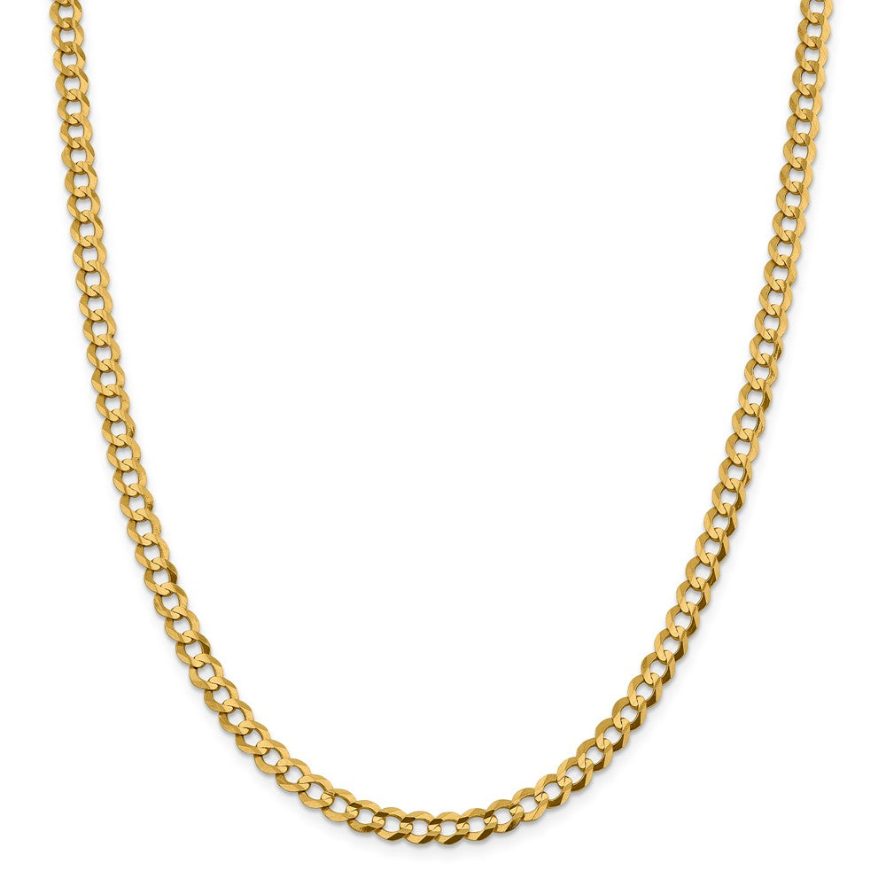 Million Charms 14k Yellow Gold, Necklace Chain, 5.9mm Solid Polished Light Flat Cuban Chain, Chain Length: 20 inches