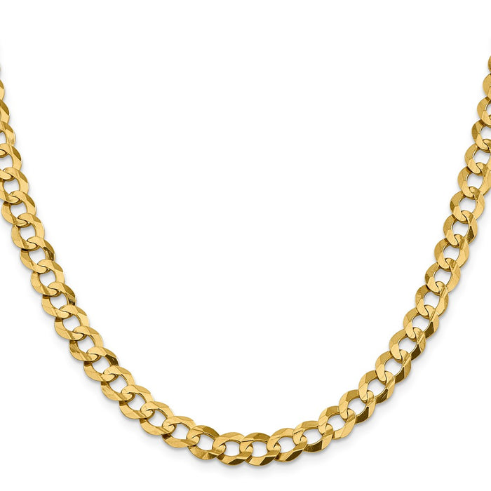 Million Charms 14k Yellow Gold, Necklace Chain, 8.3mm Solid Polished Light Flat Cuban Chain, Chain Length: 20 inches
