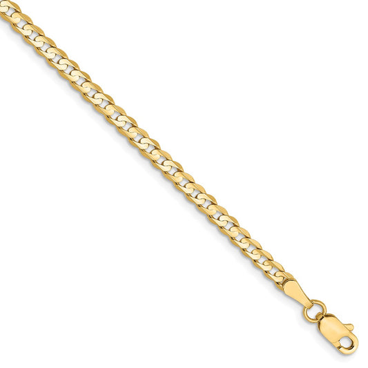 Million Charms 14k Yellow Gold 3mm Open Concave Curb Chain, Chain Length: 7 inches