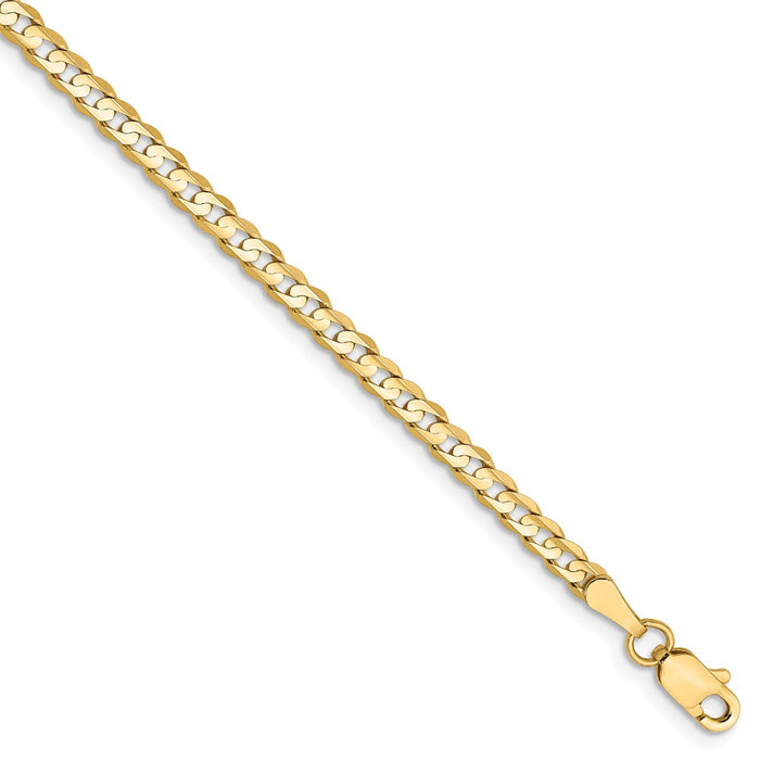 Million Charms 14k Yellow Gold 3mm Open Concave Curb Chain, Chain Length: 8 inches