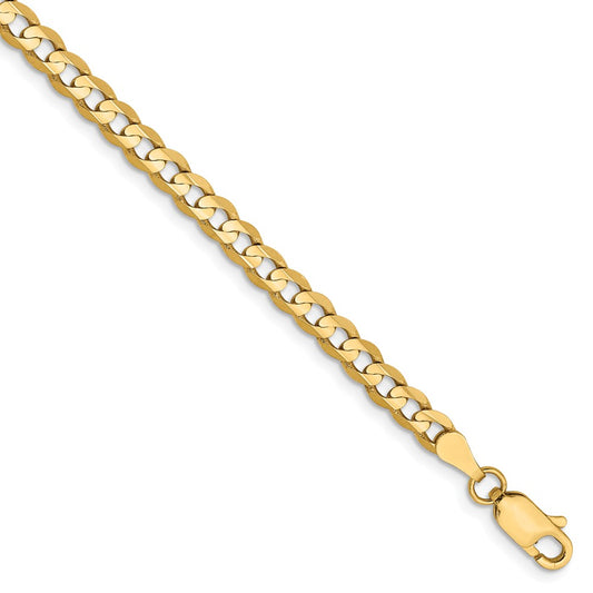 Million Charms 14k Yellow Gold 3.8mm Open Concave Curb Chain, Chain Length: 7 inches