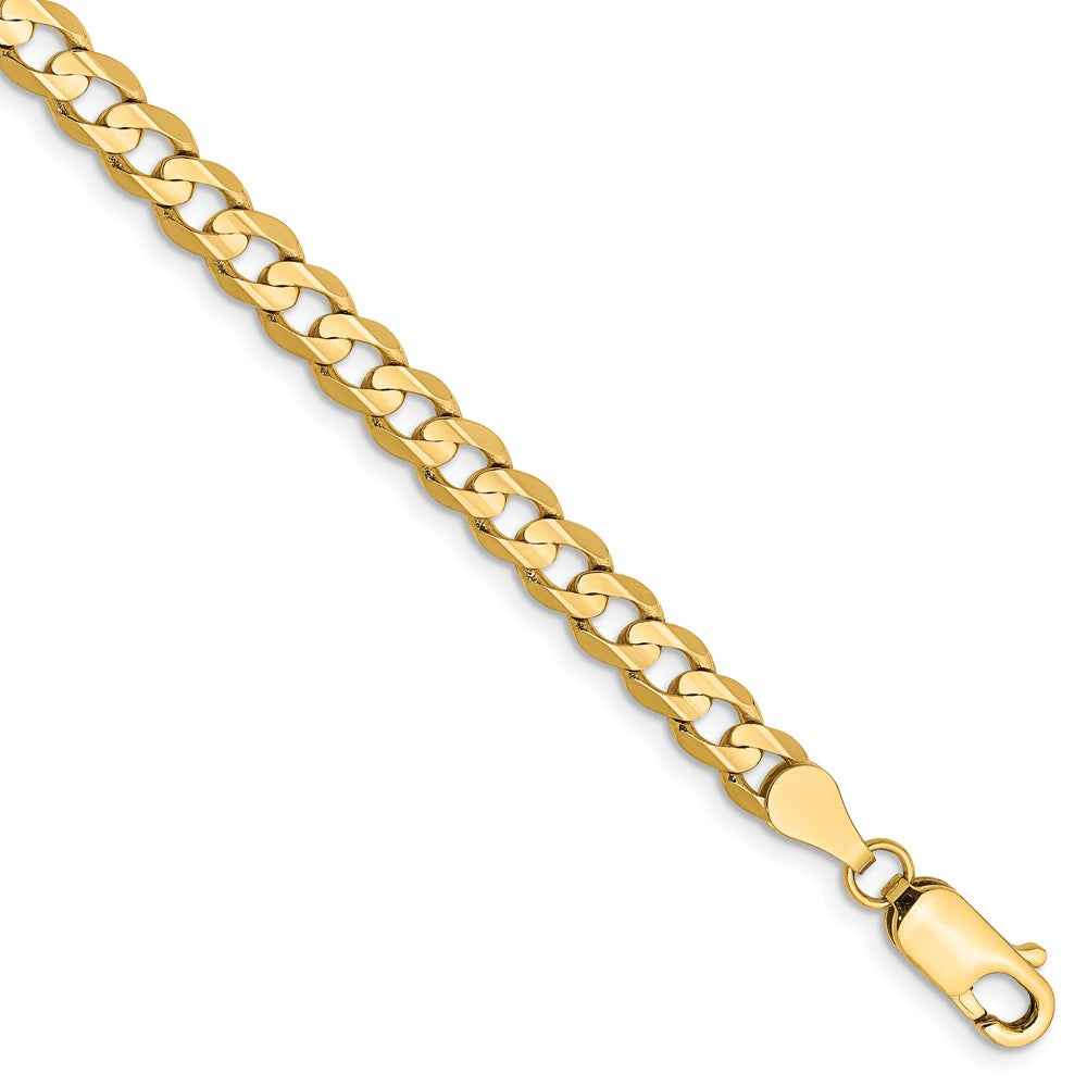Million Charms 14k Yellow Gold 4.5mm Open Concave Curb Chain, Chain Length: 7 inches
