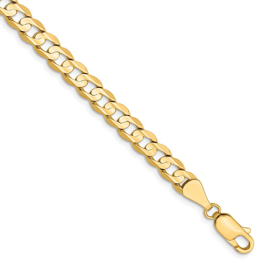 Million Charms 14k Yellow Gold 5.25mm Open Concave Curb Chain, Chain Length: 8 inches