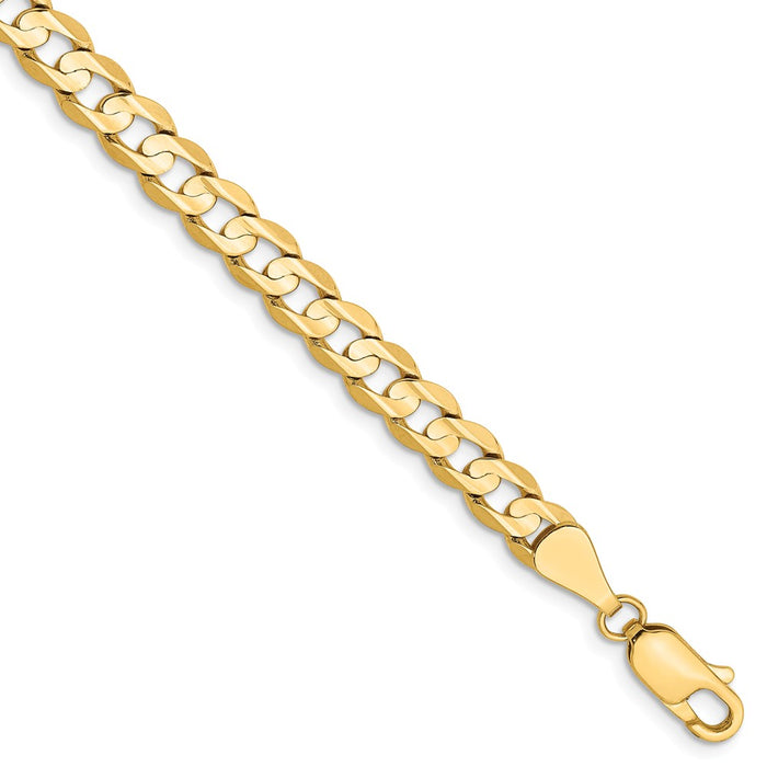 Million Charms 14k Yellow Gold 5.25mm Open Concave Curb Chain, Chain Length: 7 inches