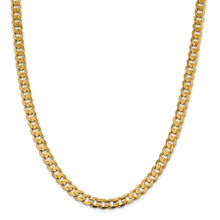 Million Charms 14k Yellow Gold, Necklace Chain, 7.5mm Open Concave Curb Chain, Chain Length: 20 inches