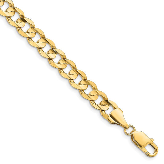 Million Charms 14k Yellow Gold 8.5mm Open Concave Curb Chain, Chain Length: 7 inches