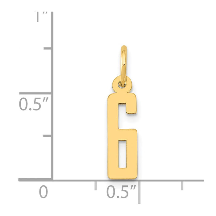 Million Charms 14K Yellow Gold Themed Small Polished Elongated 6 Charm