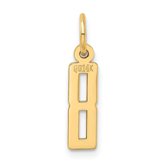 Million Charms 14K Yellow Gold Themed Small Polished Elongated 8 Charm