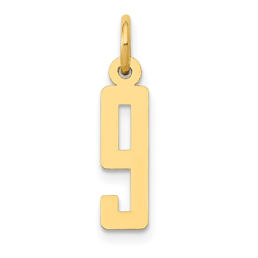 Million Charms 14K Yellow Gold Themed Small Polished Elongated 9 Charm