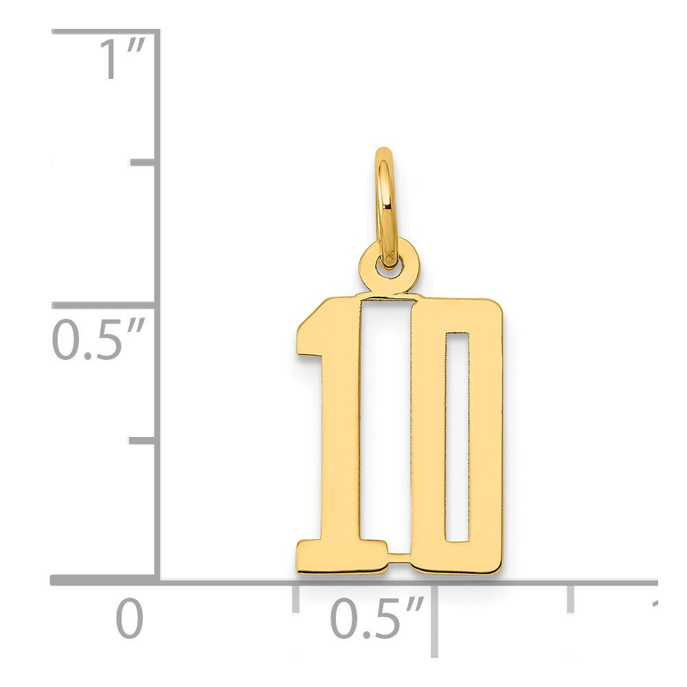 Million Charms 14K Yellow Gold Themed Small Polished Elongated 10 Charm