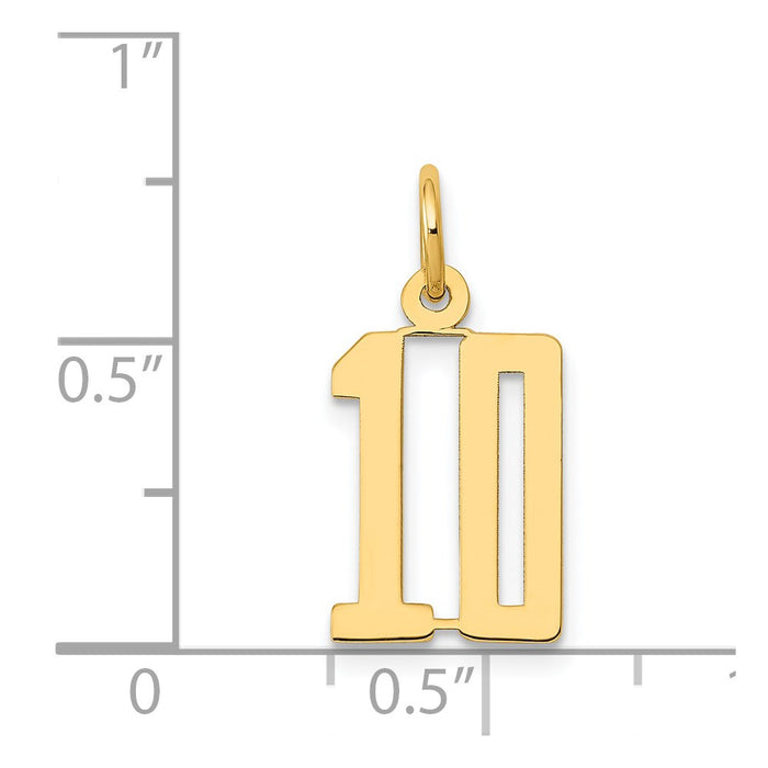 Million Charms 14K Yellow Gold Themed Small Polished Elongated 10 Charm