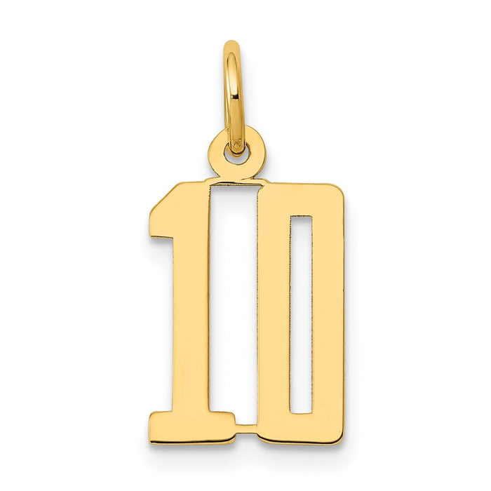 Million Charms 14K Yellow Gold Themed Small Polished Elongated 10 Charm