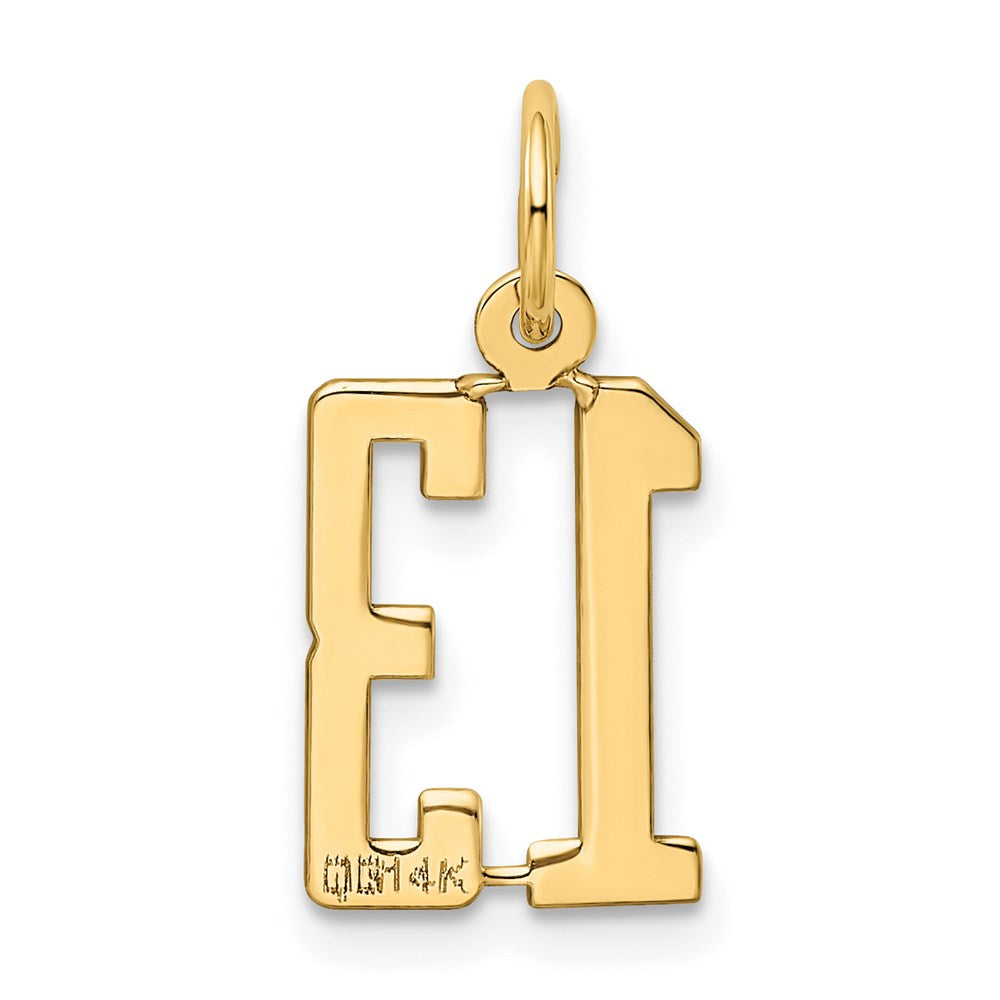 Million Charms 14K Yellow Gold Themed Small Polished Elongated 13 Charm