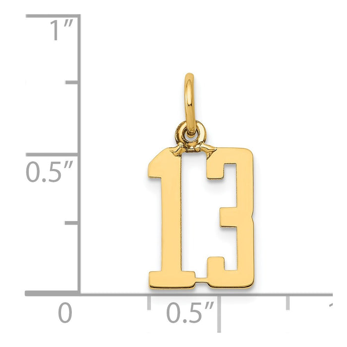 Million Charms 14K Yellow Gold Themed Small Polished Elongated 13 Charm