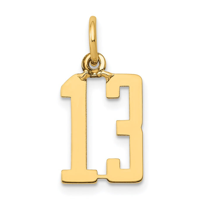 Million Charms 14K Yellow Gold Themed Small Polished Elongated 13 Charm
