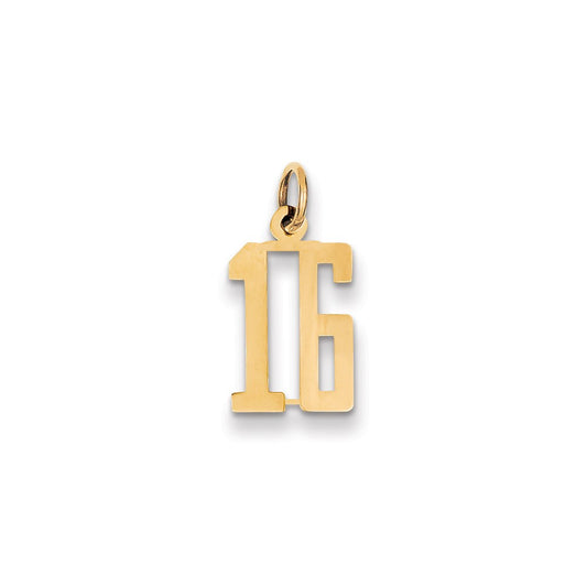 Million Charms 14K Yellow Gold Themed Small Polished Elongated 16 Charm