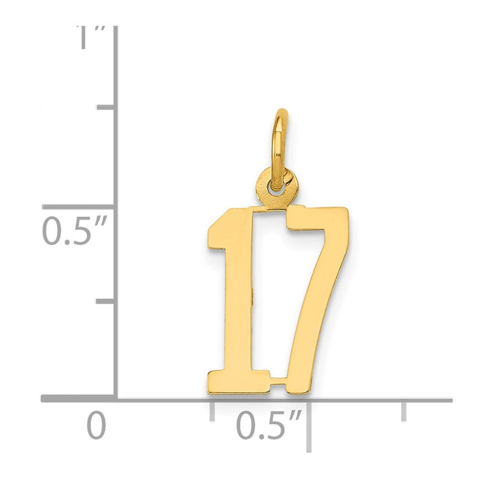Million Charms 14K Yellow Gold Themed Small Polished Elongated 17 Charm