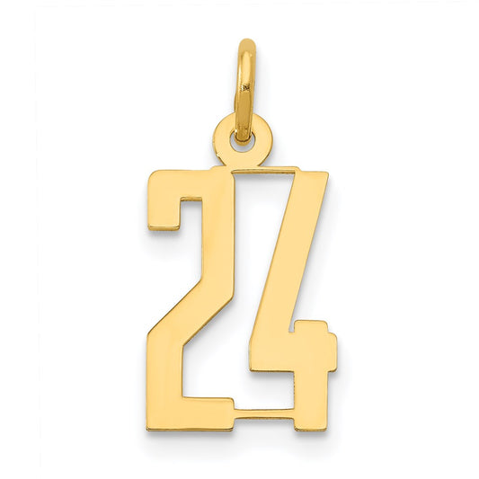 Million Charms 14K Yellow Gold Themed Small Polished Elongated 24 Charm