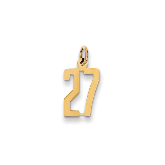 Million Charms 14K Yellow Gold Themed Small Polished Elongated 27 Charm