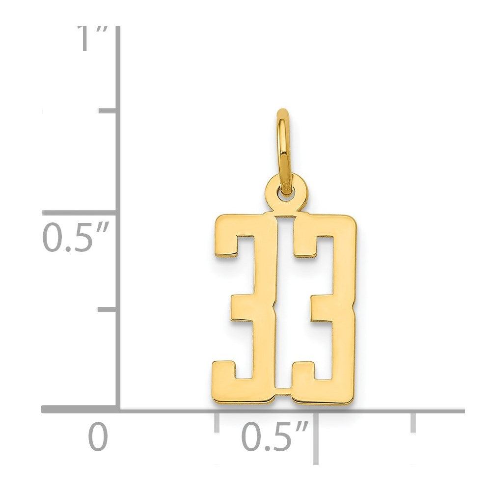 Million Charms 14K Yellow Gold Themed Small Polished Elongated 33 Charm