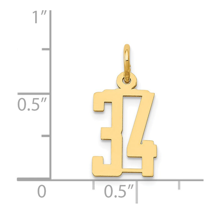 Million Charms 14K Yellow Gold Themed Small Polished Elongated 34 Charm