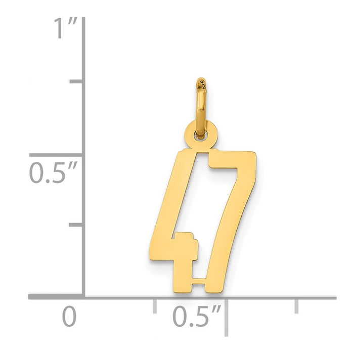 Million Charms 14K Yellow Gold Themed Small Polished Elongated 47 Charm