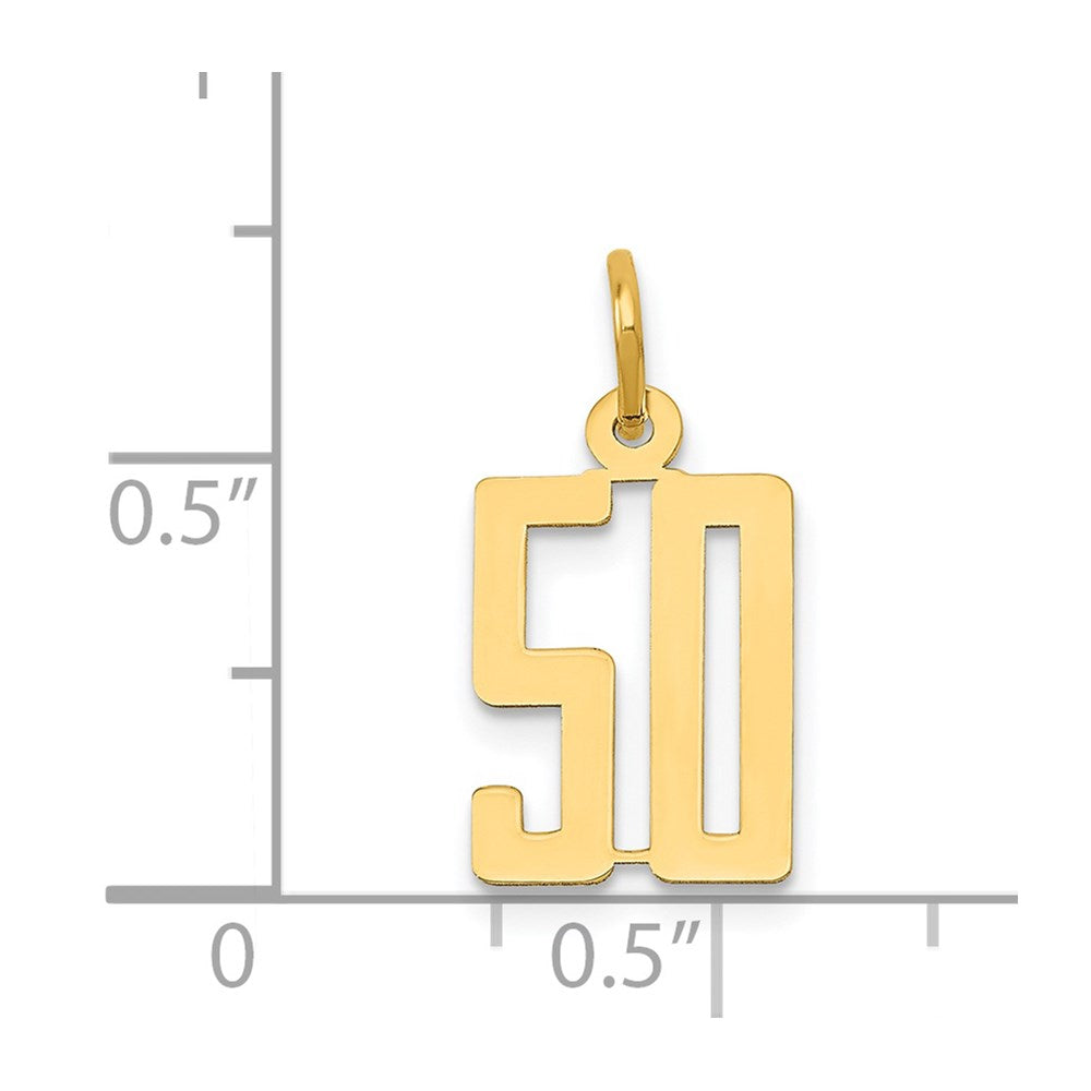 Million Charms 14K Yellow Gold Themed Small Polished Elongated 50 Charm