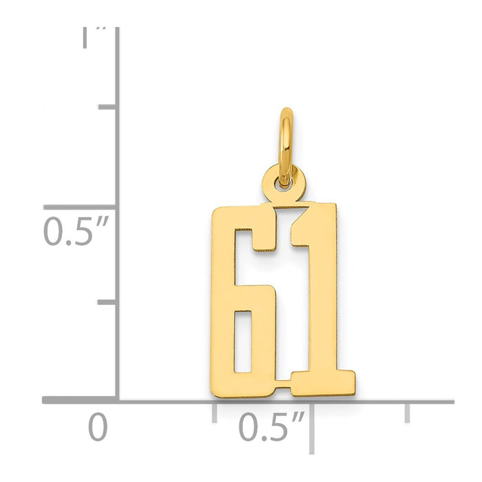 Million Charms 14K Yellow Gold Themed Small Polished Elongated 61 Charm