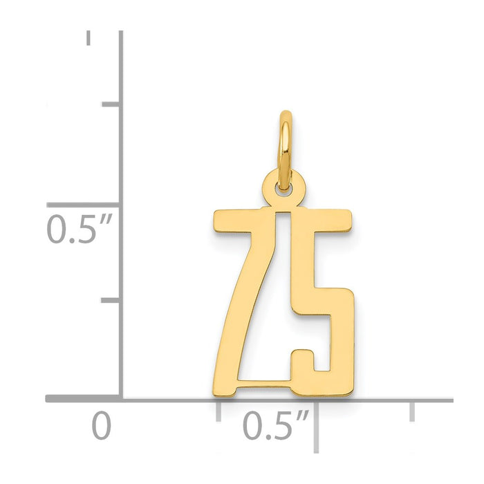 Million Charms 14K Yellow Gold Themed Small Polished Elongated 75 Charm