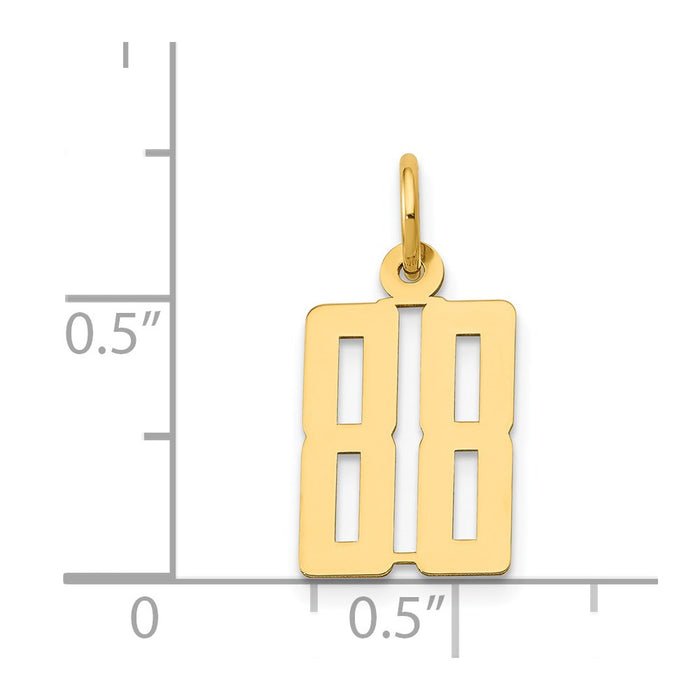Million Charms 14K Yellow Gold Themed Small Polished Elongated 88 Charm