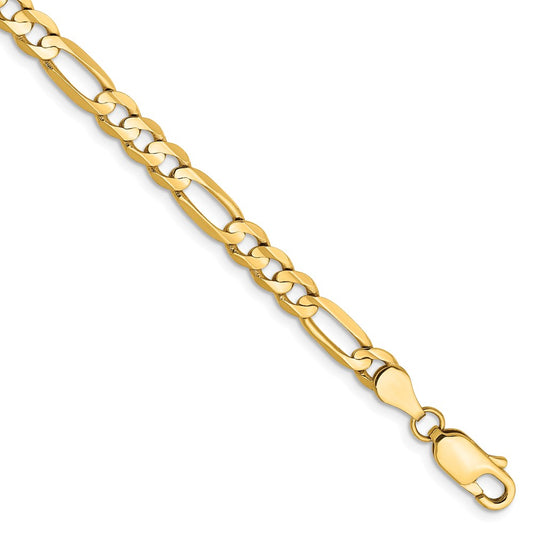 Million Charms 14k Yellow Gold 4.50mm Concave Open Figaro Chain, Chain Length: 7 inches