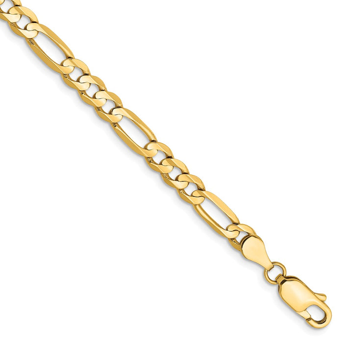 Million Charms 14k Yellow Gold 4.50mm Concave Open Figaro Chain, Chain Length: 8 inches