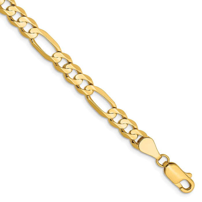 Million Charms 14k Yellow Gold 5.50mm Concave Open Figaro Chain, Chain Length: 8 inches