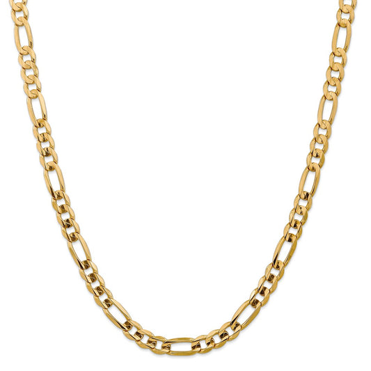 Million Charms 14k Yellow Gold, Necklace Chain, 7.5mm Concave Open Figaro Chain, Chain Length: 20 inches