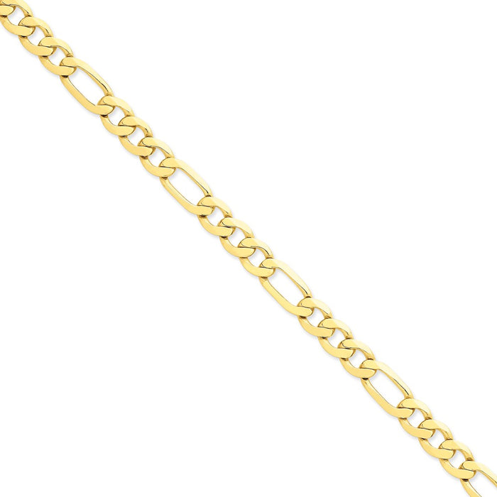 Million Charms 14k Yellow Gold 8.75mm Concave Open Figaro Link Chain, Chain Length: 8 inches
