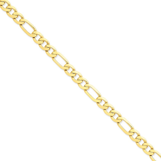 Million Charms 14k Yellow Gold 8.75mm Concave Open Figaro Link Chain, Chain Length: 9 inches
