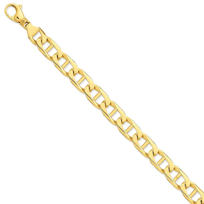 Million Charms 14k Yellow Gold 10.8mm Hand-Polished Anchor Link Chain, Chain Length: 9 inches