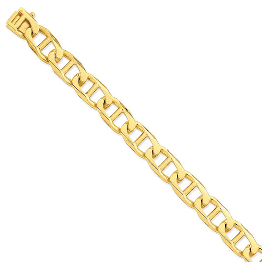 Million Charms 14k Yellow Gold 12.5mm Hand-polished Anchor Link Bracelet, Chain Length: 8 inches