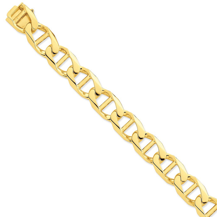 Million Charms 14k Yellow Gold 14.6mm Hand-polished Anchor Link Bracelet, Chain Length: 8 inches