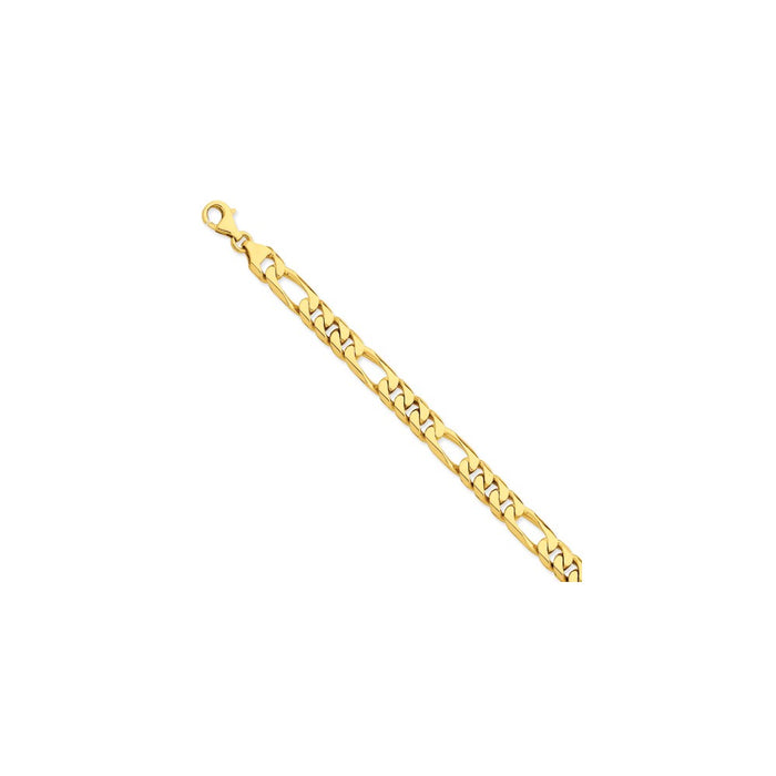 Million Charms 14k Yellow Gold 8mm Hand-polished Figaro Link Bracelet, Chain Length: 8 inches