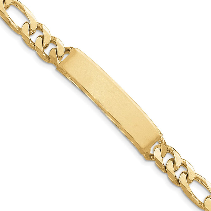 Million Charms 14k Yellow Gold Figaro ID Bracelet, Chain Length: 8 inches