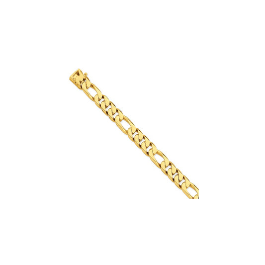 Million Charms 14k Yellow Gold 10mm Hand-Polished Figaro Link Bracelet, Chain Length: 8 inches