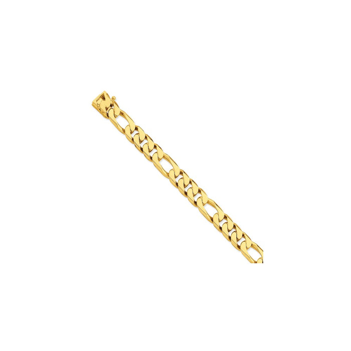 Million Charms 14k Yellow Gold 10mm Hand-Polished Figaro Link Bracelet, Chain Length: 8 inches