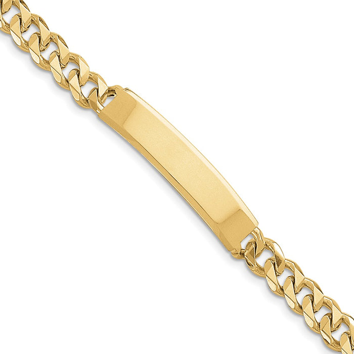 Million Charms 14k Yellow Gold Hand-polished Traditional Link ID Bracelet, Chain Length: 8 inches