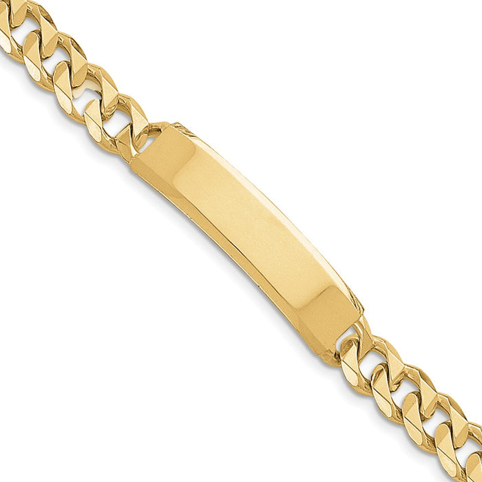 Million Charms 14k Yellow Gold Hand-polished Traditional Link ID Bracelet, Chain Length: 8 inches