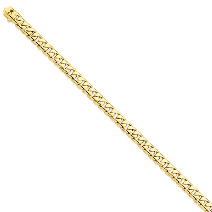 Million Charms 14k Yellow Gold 7.25mm Hand-polished Rounded Curb Link Bracelet, Chain Length: 8 inches